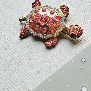Pink and Gold Turtle Brooch